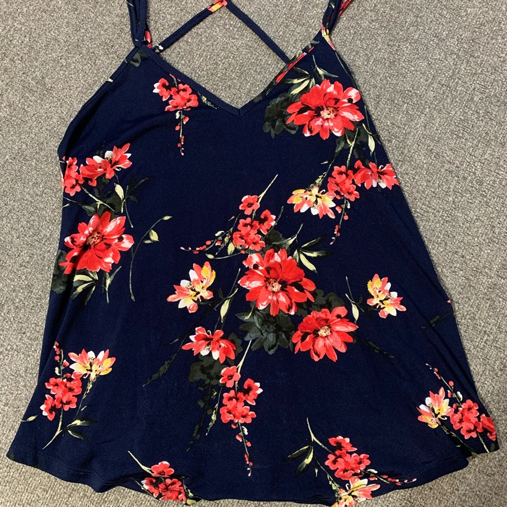 Papermoon Blue Backless Camisole with Floral Print